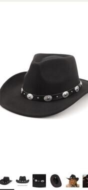 Western Cowboy Hats for Women Classic Felt Wide Brim Fedora Hat with Belt Buc...